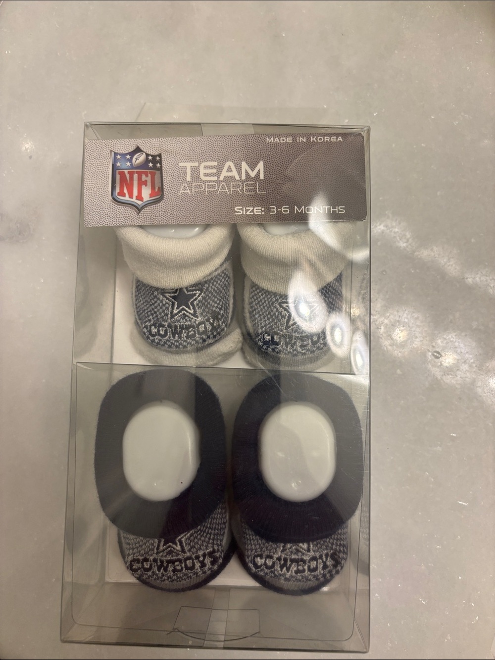 NFL Team Apparel Dallas Cowboys Baby Booties - Gray & White
